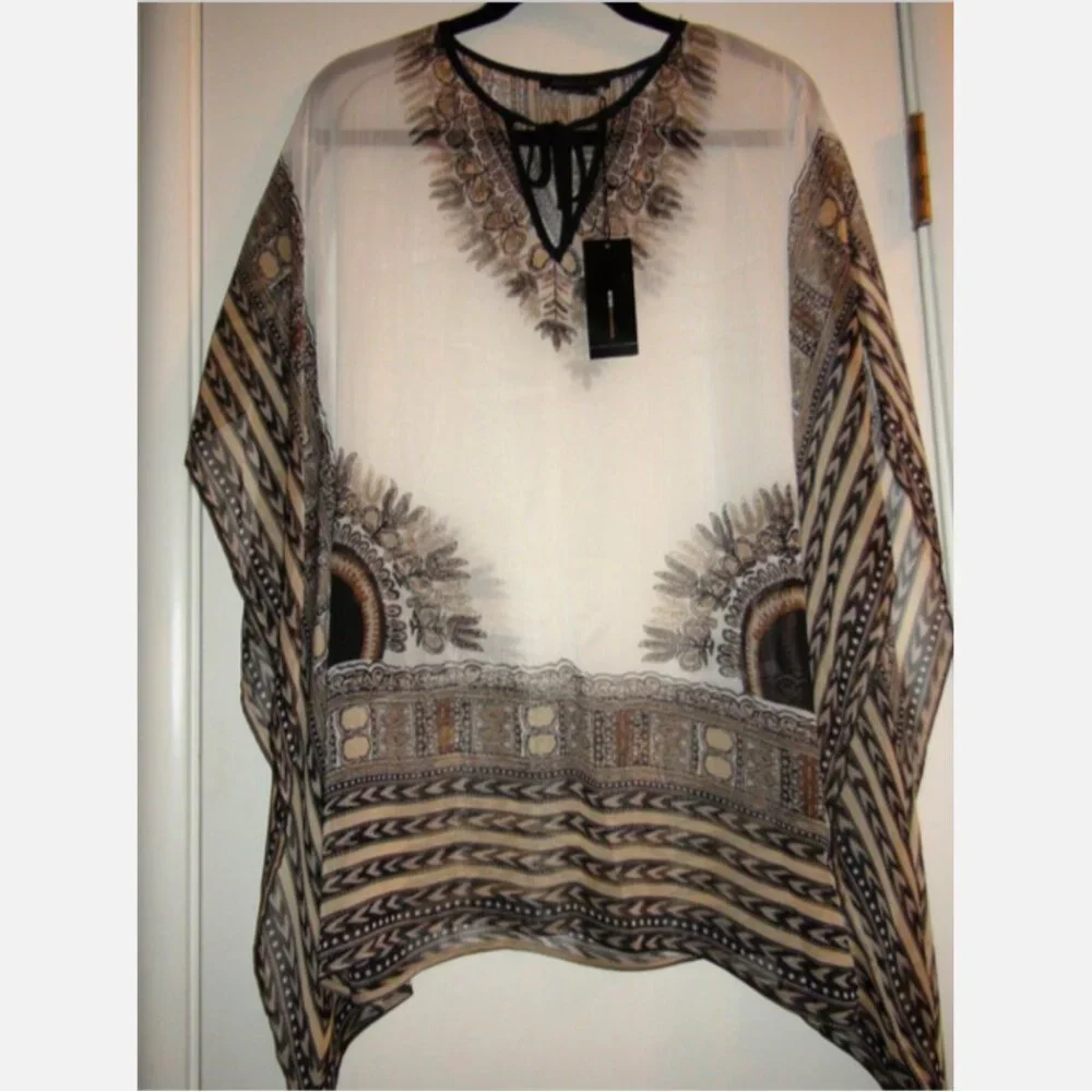 NWOT BCBGMaxAzria Boho Kaftan Poncho Top Swim Cover Up